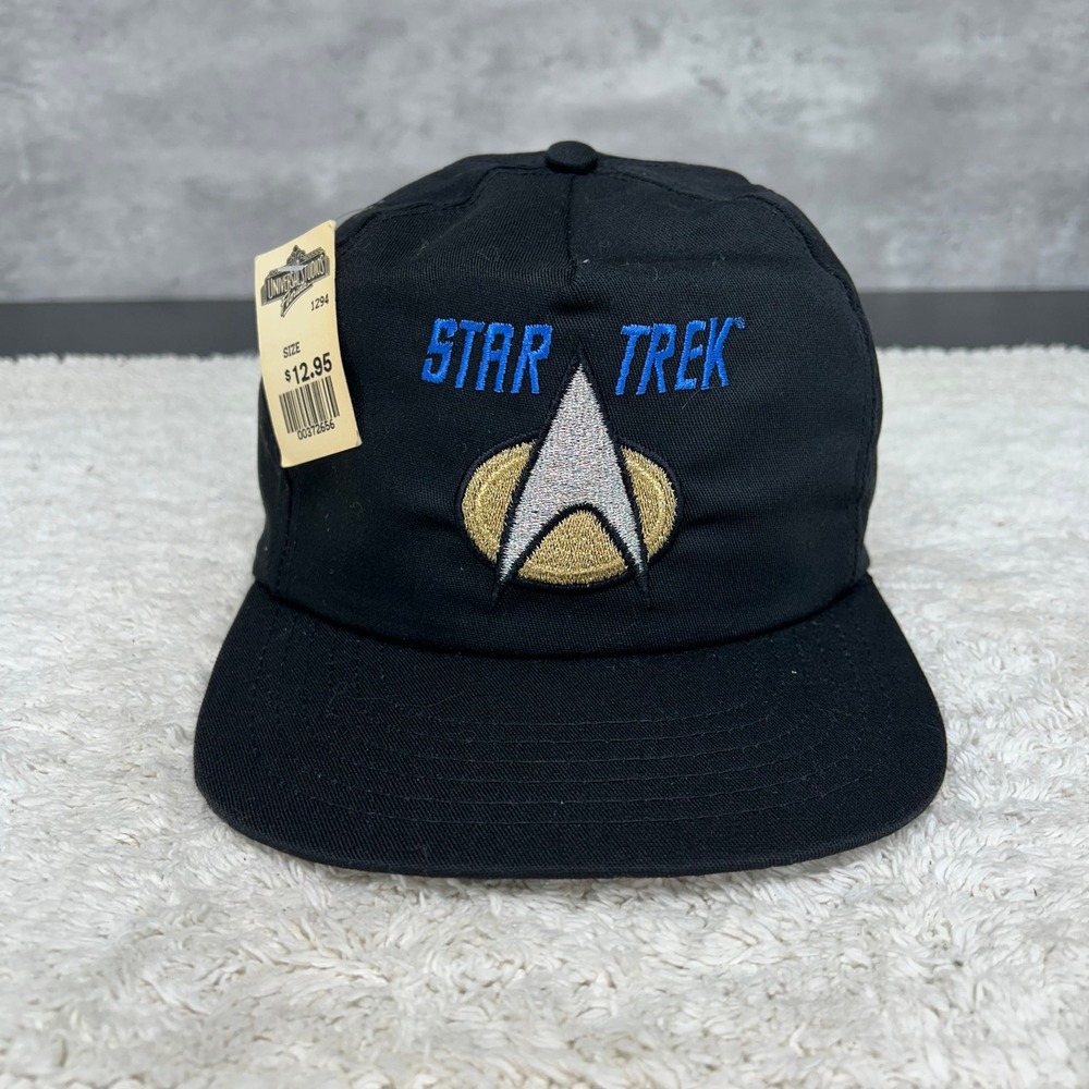 Vintage Star Trek Snapback Hat OSFA Deadstock Embroider Dead Stock Black Sci Fi